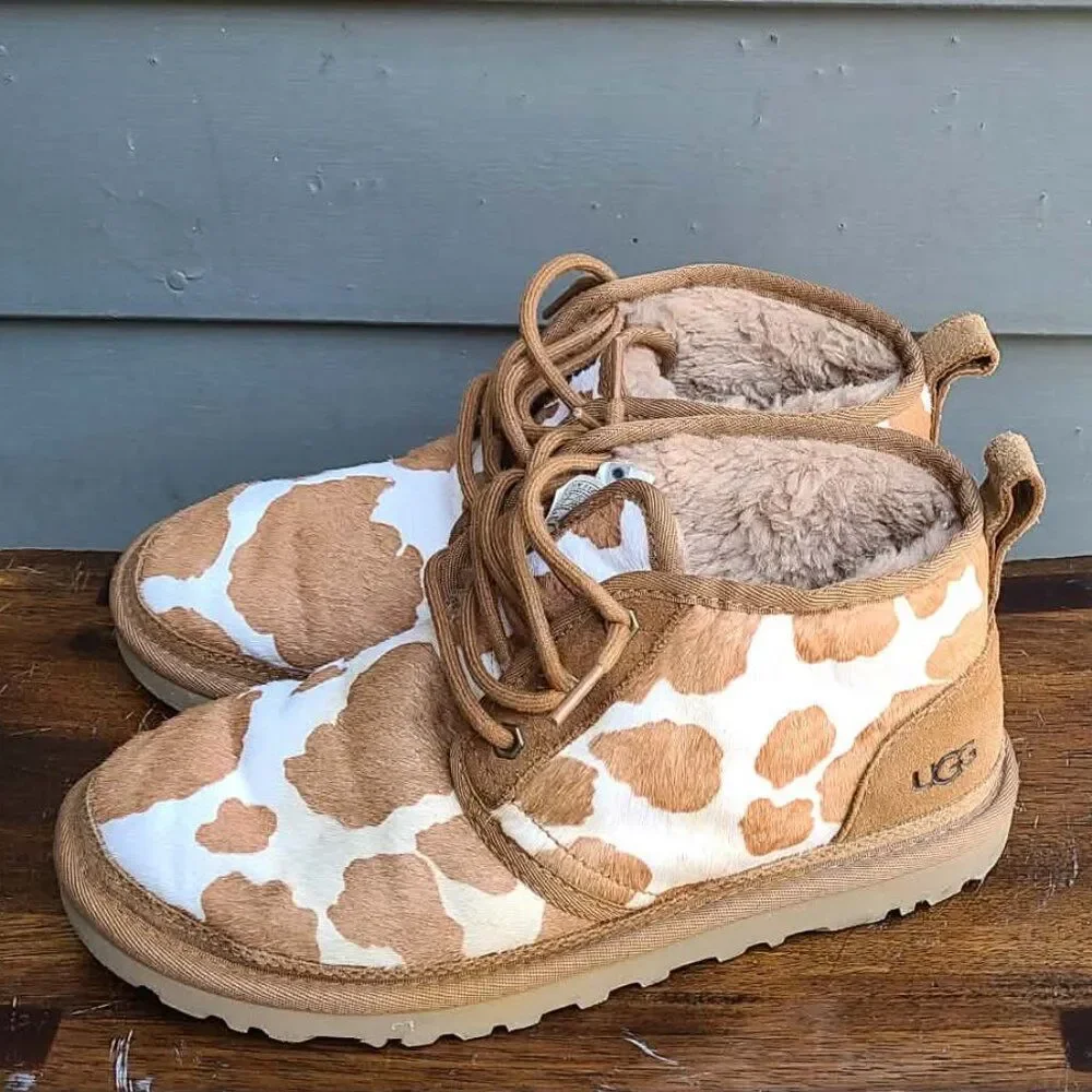 UGG Neumel Calf Hair Chestnut White Boots size 7